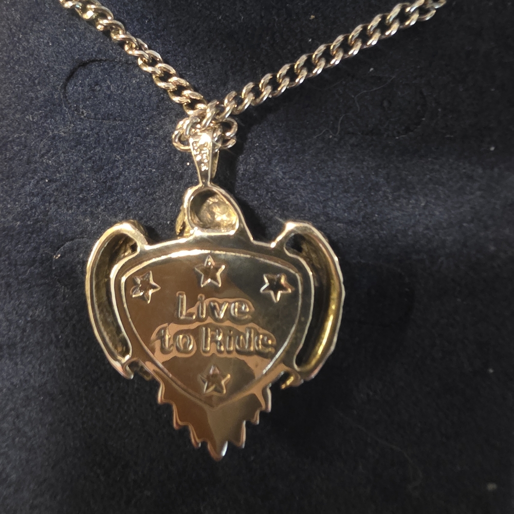 Bradford Exchange “Live to Ride” All-Silver Eagle Motorcycle Pendant Necklace | - Picture 4 of 10